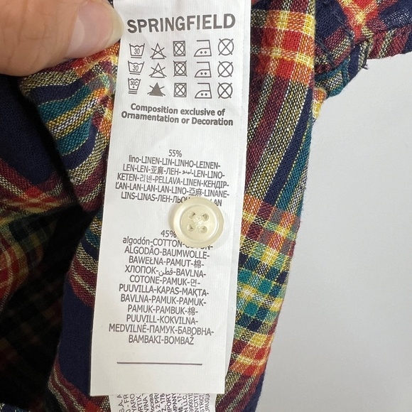 Springfield linen blend plaid short sleeve shirt 2XL - Picture 8 of 8